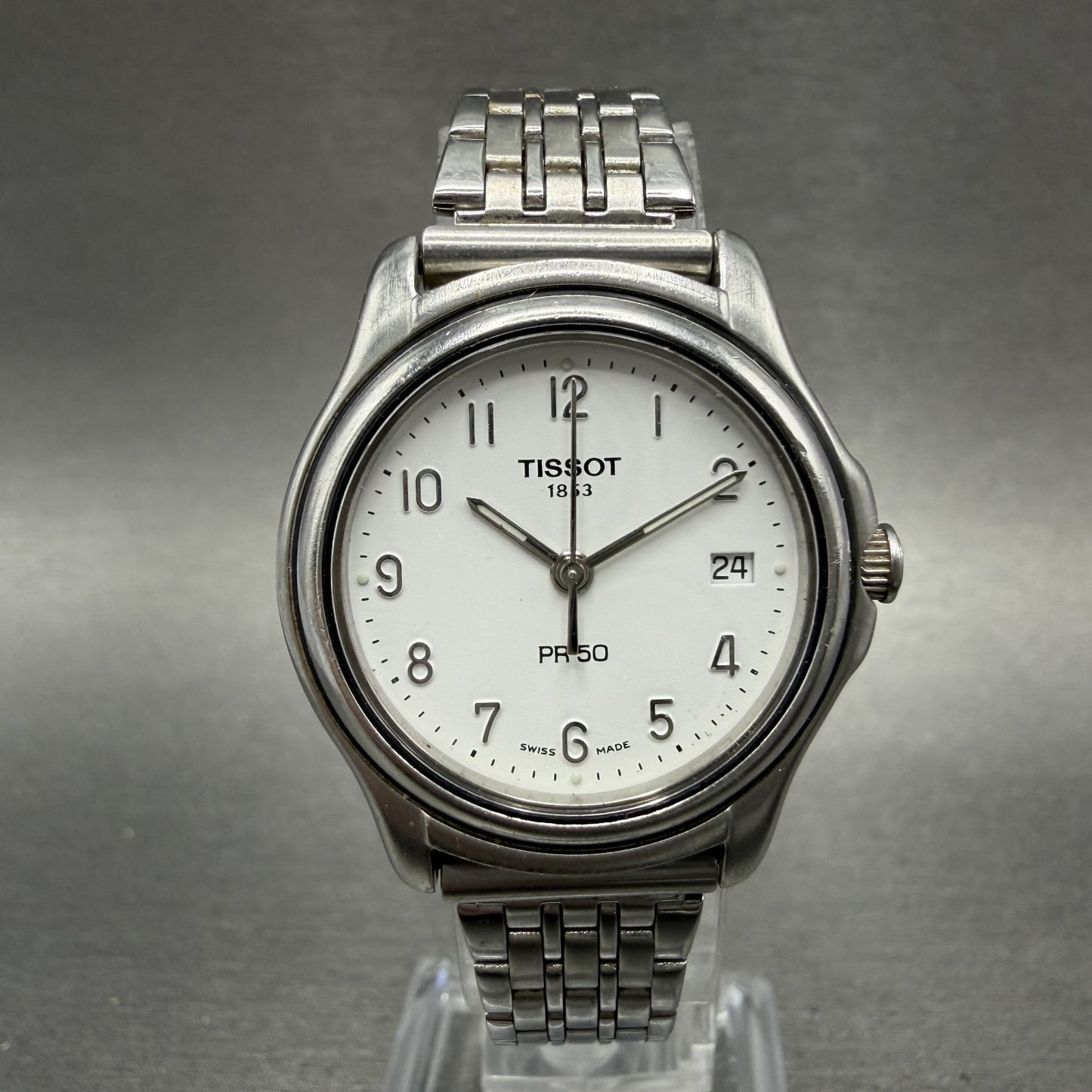 Tissot PR 50 Watch Women 28mm White Dial Silver Tone Date J136/236k New Battery0