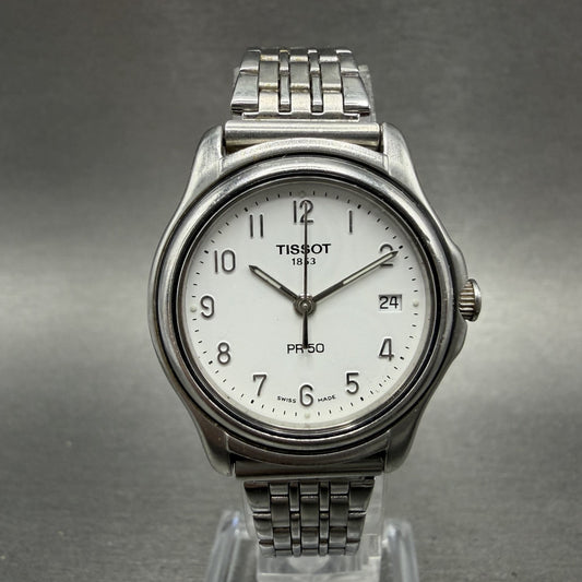 Tissot PR 50 Watch Women 28mm White Dial Silver Tone Date J136/236k New Battery0