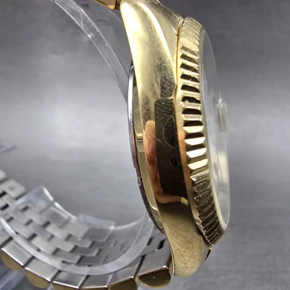 Belair Watch Men 35mm White Dial Gold Tone Date Round New Battery3