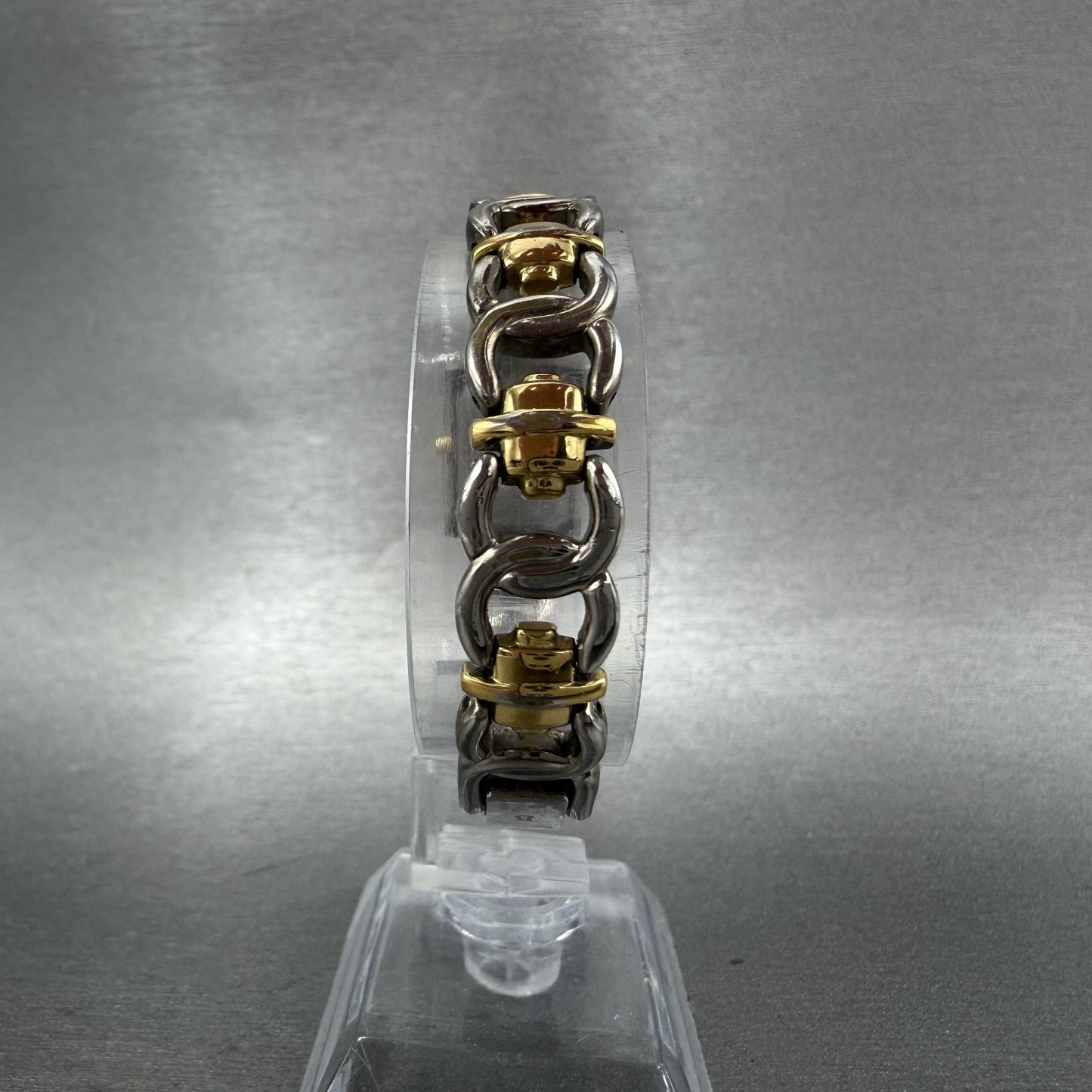 Bulova Tank Watch Women 15mm White Dial Two Tone Rectangle 98t10 New Battery7