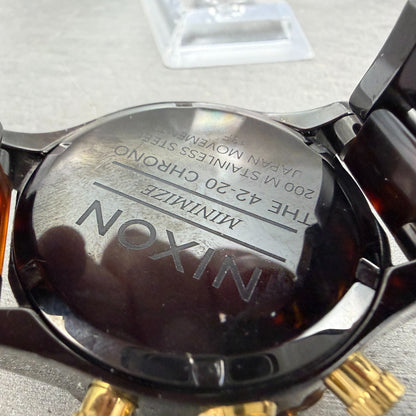 Nixon 42-20 Chrono Watch Women 42mm Black Dial Black Tortoise Date PARTS!!!!!!!!10