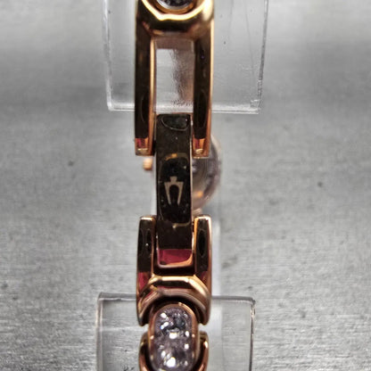 Bulova Watch Women 17mm MOP Dial Gold Tone Gemmed Oval 98L200 New Battery AD7