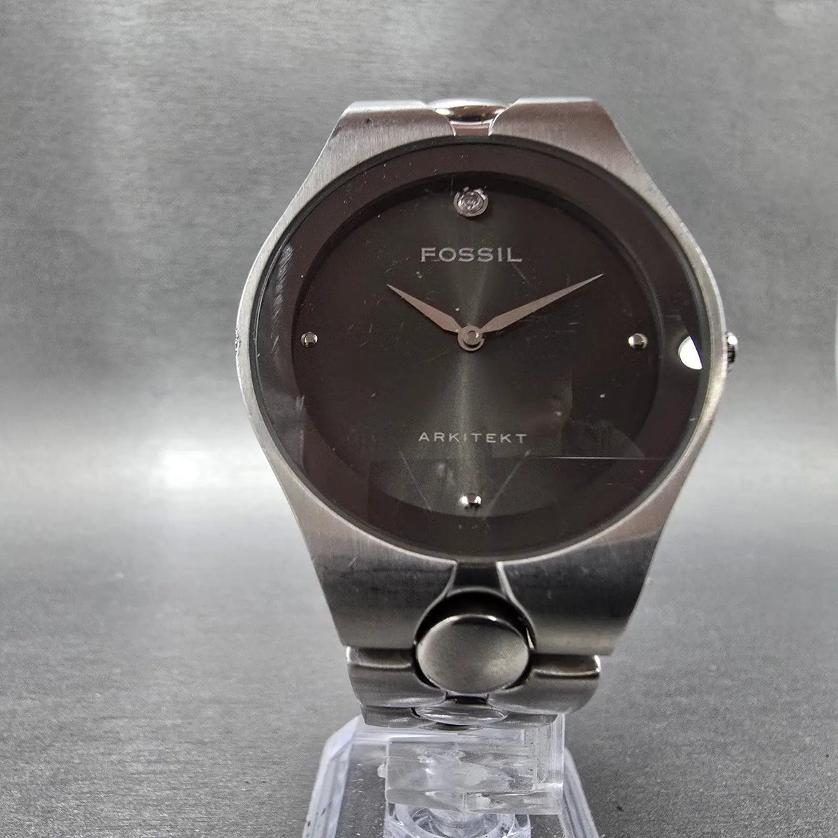 Fossil Arkitekt Watch Men 35mm Gray Dial Silver Tone Round FS-2696 New Battery5