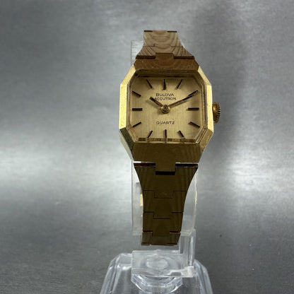 Bulova Accutron Watch Women 20mm Gold Dial Gold Tone Octagon PARTS VTG6