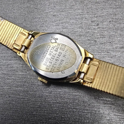Seiko Watch Women 16mm Gold Dial Gold Tone Oval 2C21-5140 New Battery Vintage10