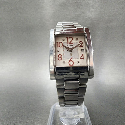 Seiko Lukia Tank Watch Women 24mm Silver Dial Silver Tone 7n820dk0 New Battery5