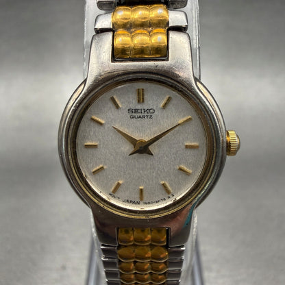 Seiko Watch Women 20mm Silver Dial Two Tone Round 1N00-1A49 Vintage New Battery0