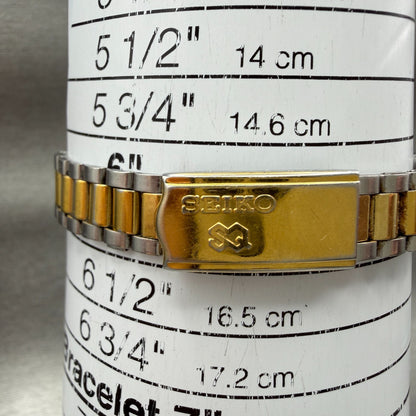 Seiko SQ Watch Women 24mm Gold Dial Two Tone Daydate Round 3E230A60 New Batt NX10