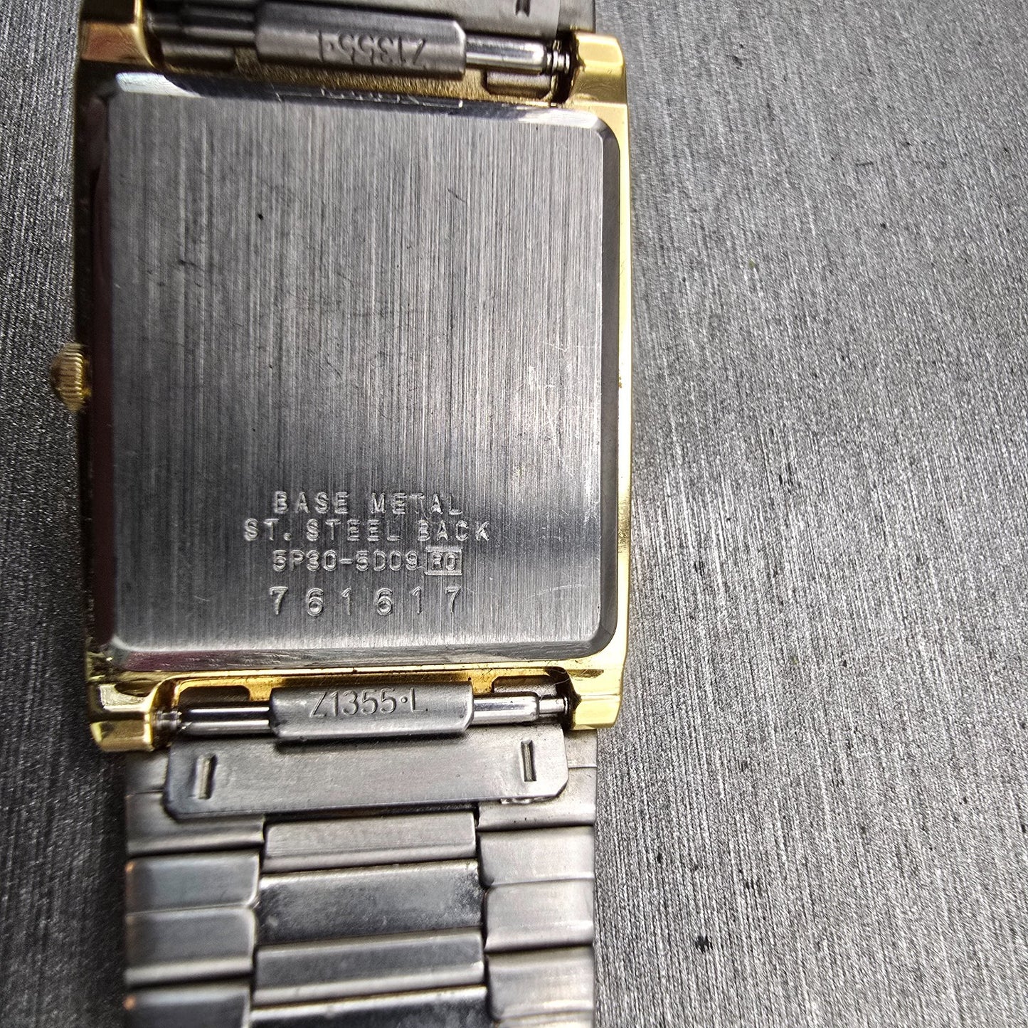 Seiko Watch Men 24mm Cream Dial Gold Tone Rectangle 5P30-5D09 New Battery VTG10