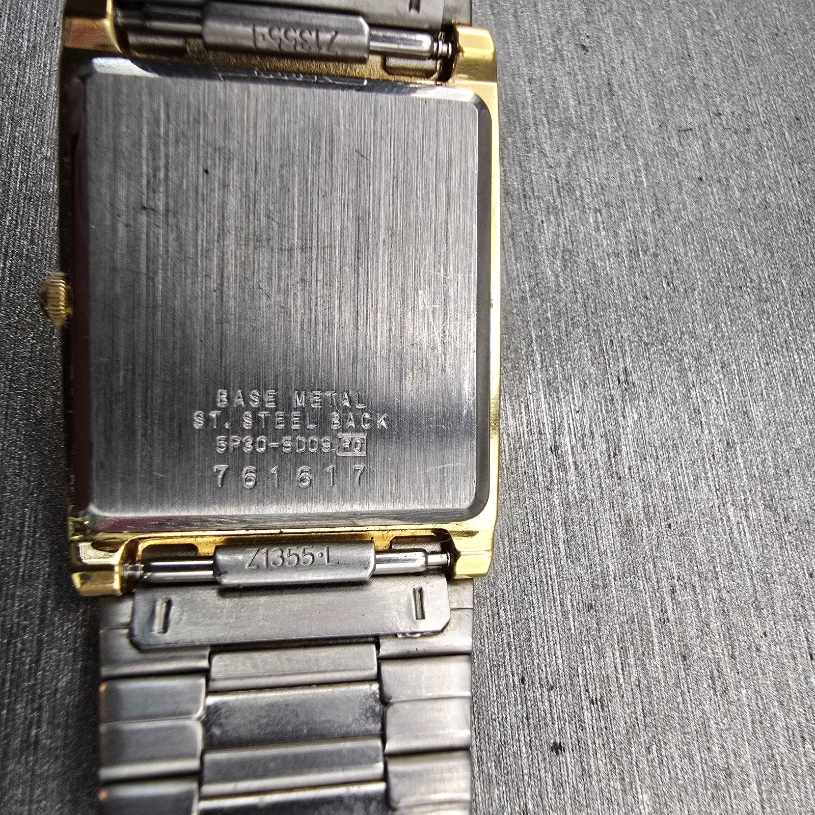 Seiko Watch Men 24mm Cream Dial Gold Tone Rectangle 5P30-5D09 New Battery VTG10