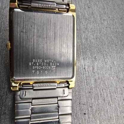 Seiko Watch Men 24mm Cream Dial Gold Tone Rectangle 5P30-5D09 New Battery VTG10