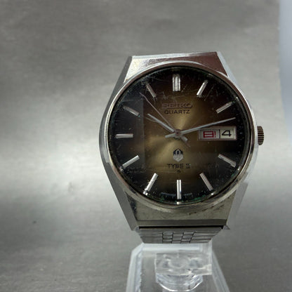Seiko Type II Watch Men Brown 36mm Dial Silver Tone Daydate 0903-8140 NewBattery5