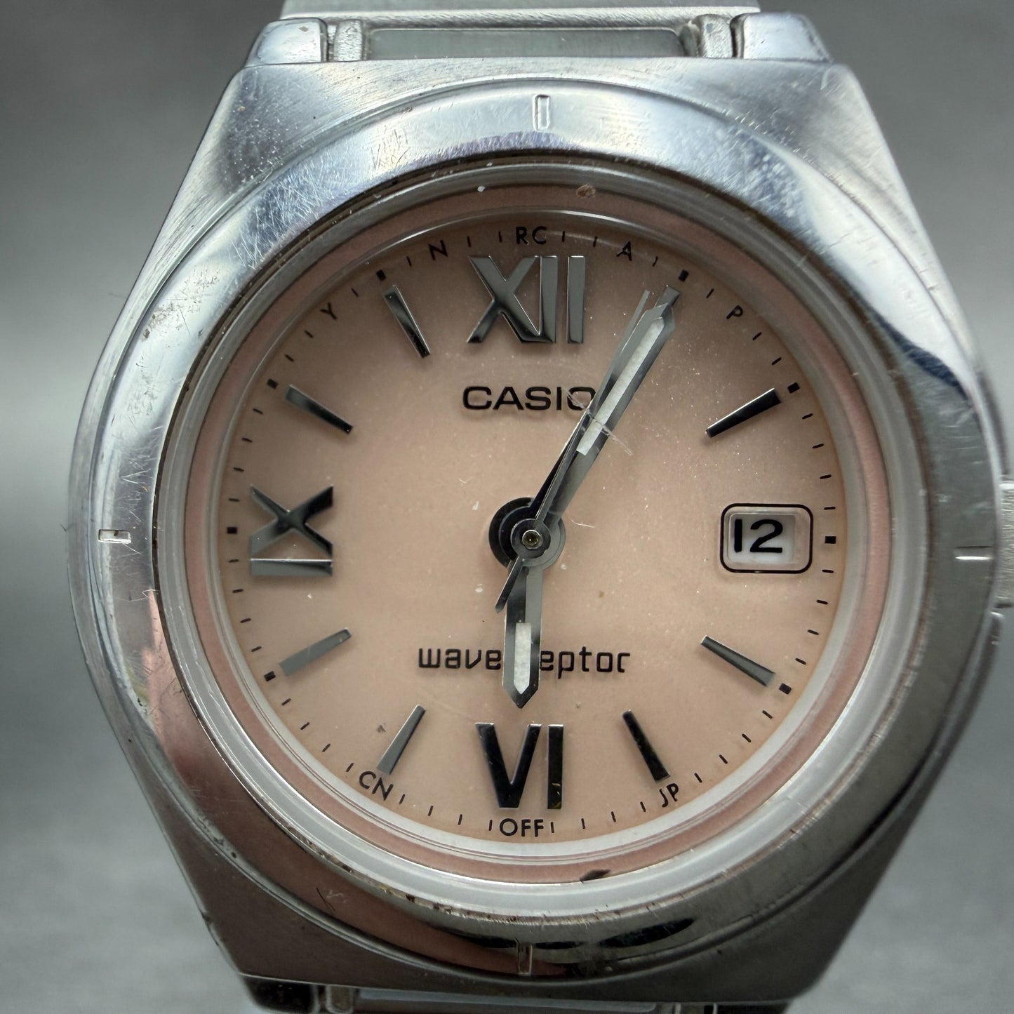 Casio Waveceptor Watch Women 28mm Pink Dial Silver Tone Date Round LWQ-10 Works1