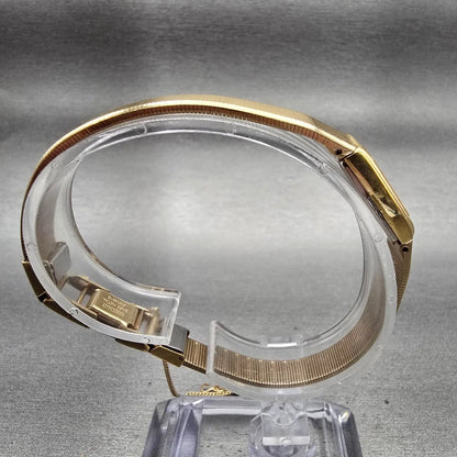 Seiko Tank Watch Women 13mm Gold Dial Gold Tone Rectangle 2E20-5139 New Battery8