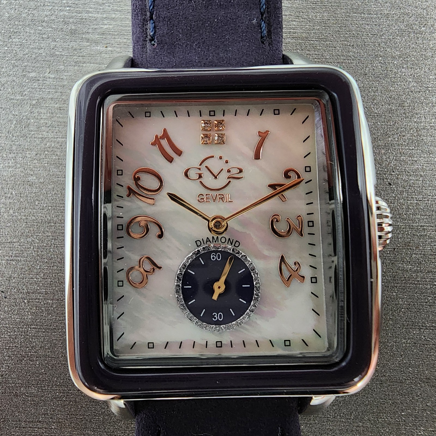 Gevril GV2 Bari Viva Tank Watch Women 32mm MOP Dial Steel Diamond Rectangle 92601