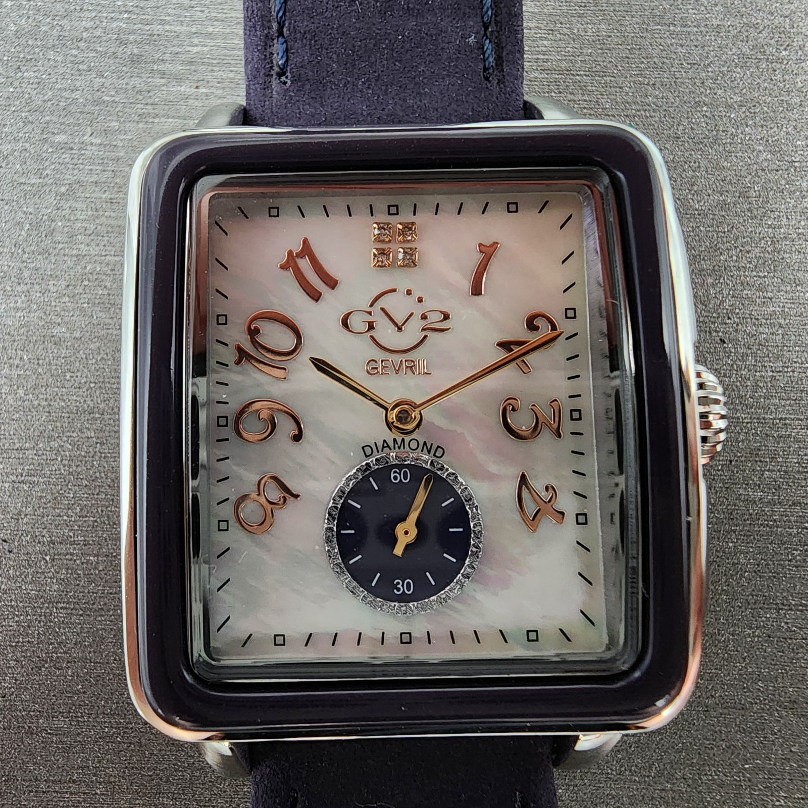 Gevril GV2 Bari Viva Tank Watch Women 32mm MOP Dial Steel Diamond Rectangle 92601