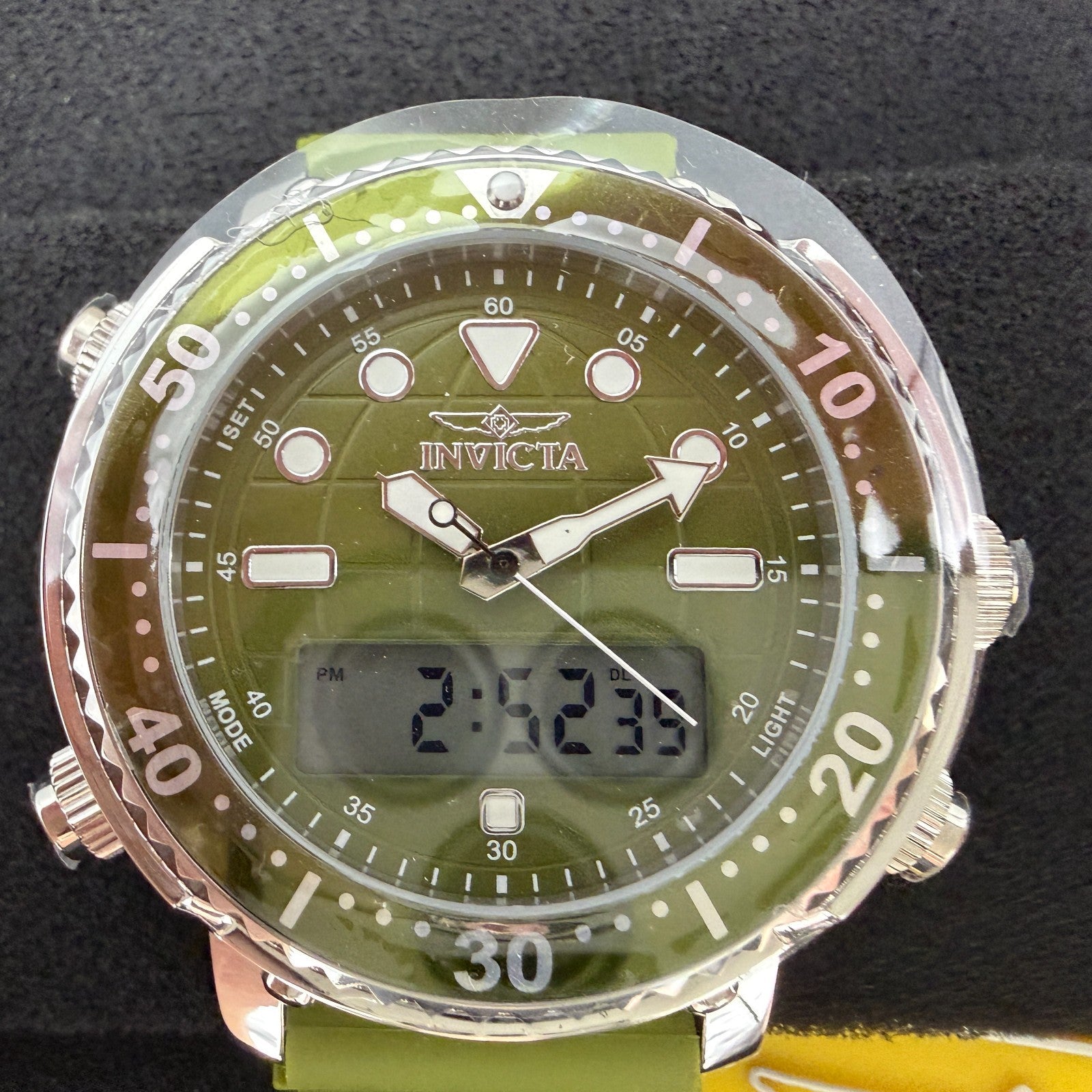 Invicta Pro Diver Watch Men 47mm Analog Digital Green Dial Steel Chrono 494501