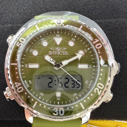 Invicta Pro Diver Watch Men 47mm Analog Digital Green Dial Steel Chrono 494501