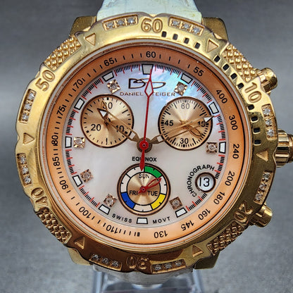 Daniel Steiger Equinox Chronograph Watch Women 36mm MOP Dial Rose Gold New Batt