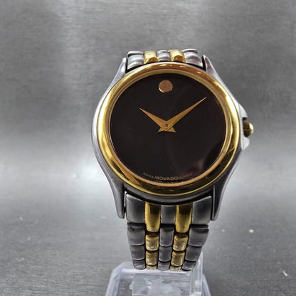 Movado Museum Watch Women 28mm Black Dial Two Tone Round 81-D1-823 New Battery5