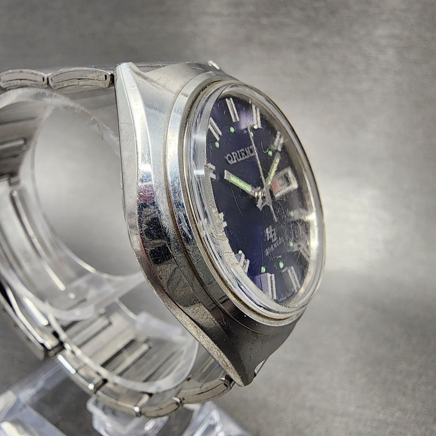 Orient HA Automatic Watch Men 38mm Blue Dial Steel Daydate Round 21J Runs3