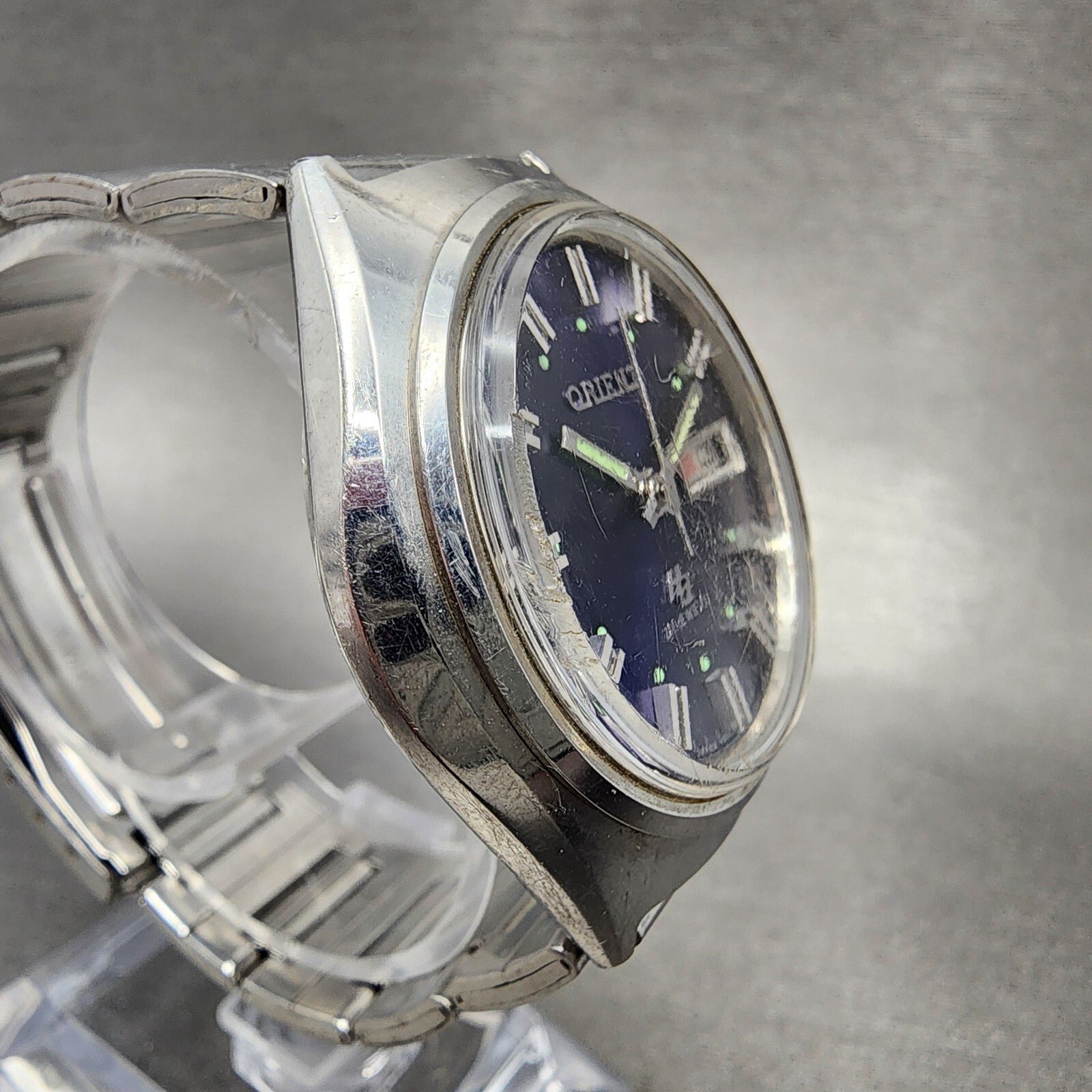 Orient HA Automatic Watch Men 38mm Blue Dial Steel Daydate Round 21J Runs3