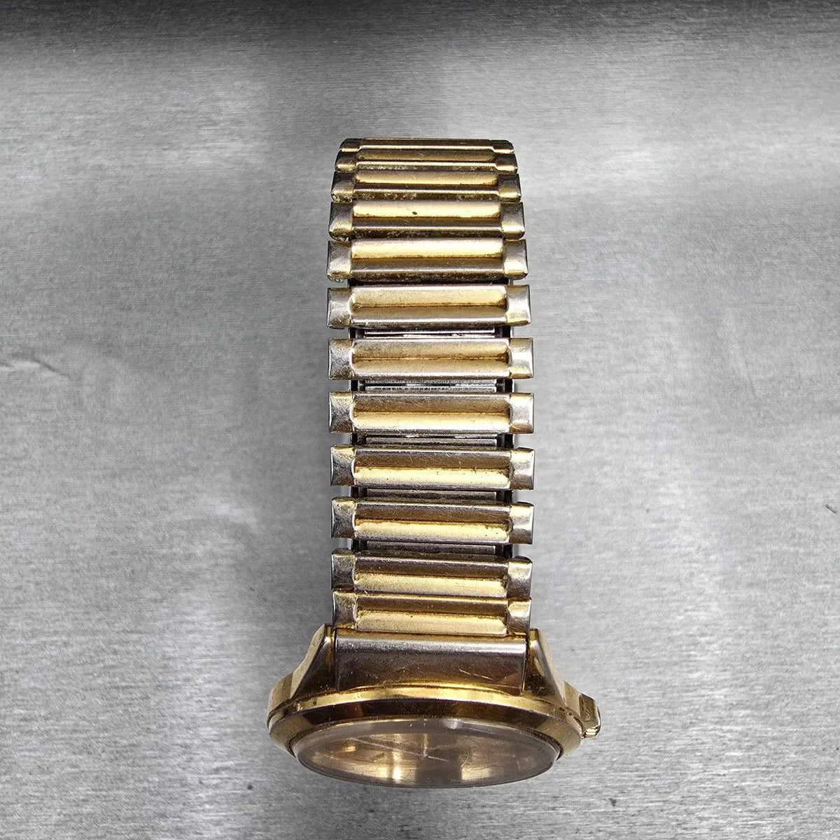 Seiko Pulsar Watch Men 36mm Gold Dial Gold Daydate Round V533-7A90 New Batt VTG4