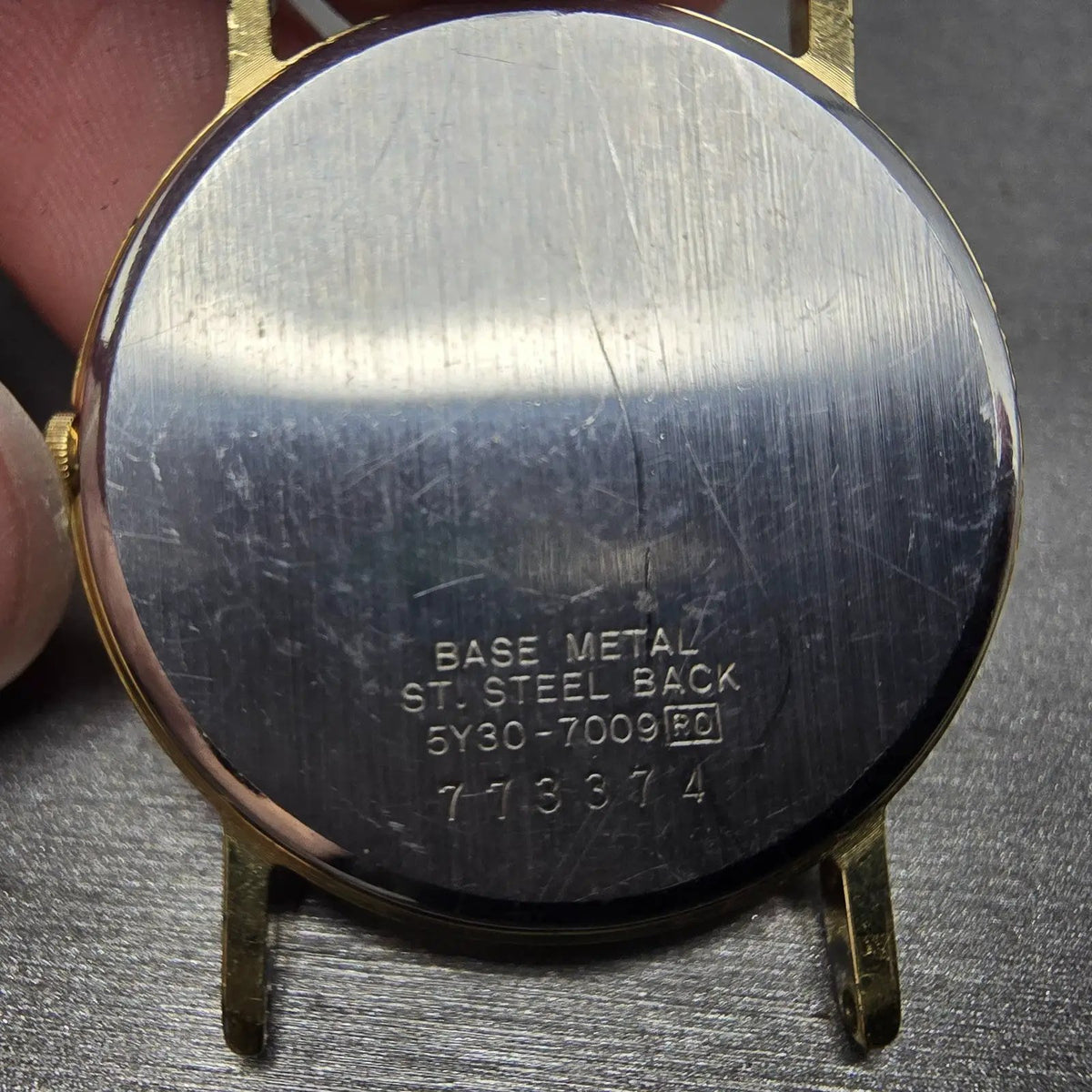 Seiko Watch Men 31mm Gray Dial Gold Tone Round 5Y30-7009 VTG PARTS7