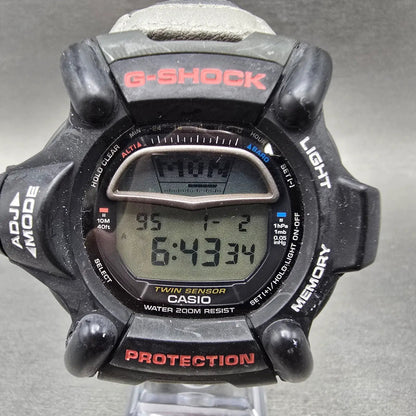 Casio G-Shock Riseman DW-9100 Watch Men 54mm Black Alarm Chronograph New batt JP0