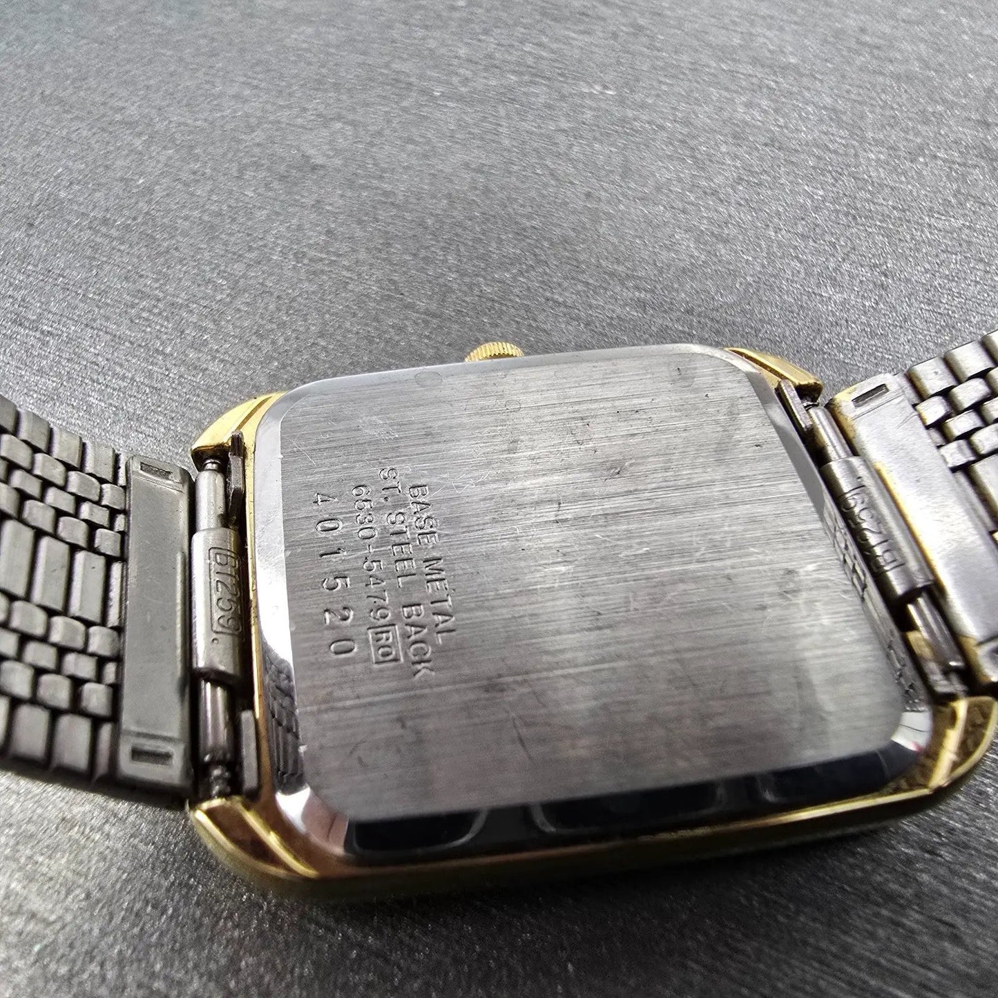 Seiko Tank Watch Men 25mm Champagne Dial Gold Tone Rectangle 6530-5479 PARTS VTG10