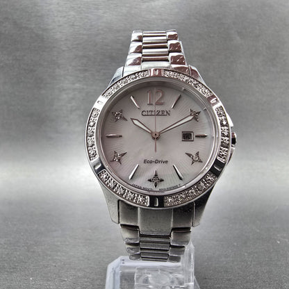 Citizen Eco-Drive Watch Women 32mm MOP Dial Silver Tone Date E013-S114969 Runs5
