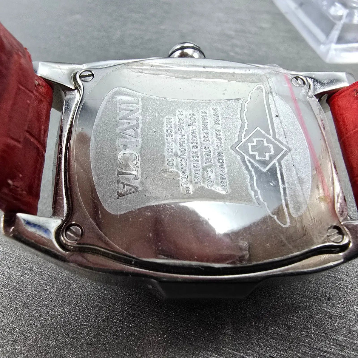 Invicta Lupah Watch 34mm MOP Dial Silver Date Rectangle 0011 New Battery Leather9