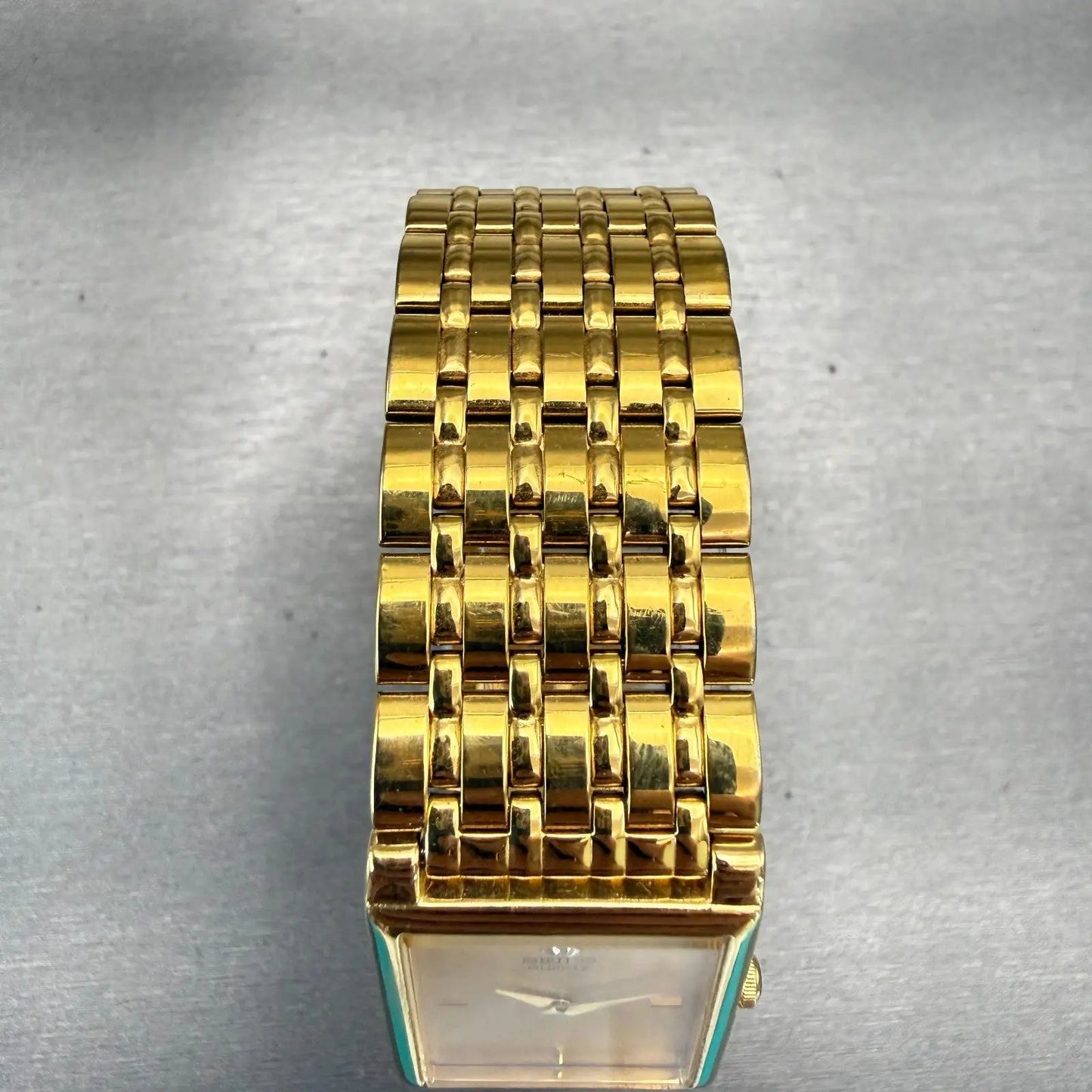 Seiko Watch Women 23mm Gold Dial Gold Tone Rectangle 4N00-6298 New Battery VTG4