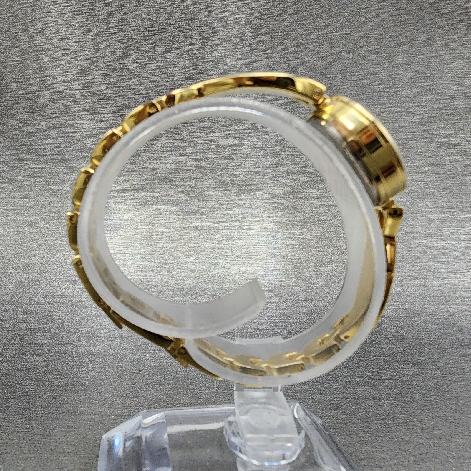 Grand Jour Interchangeable Bezel Watch Women 22mm MOP Dial Gold Tone New Battery10