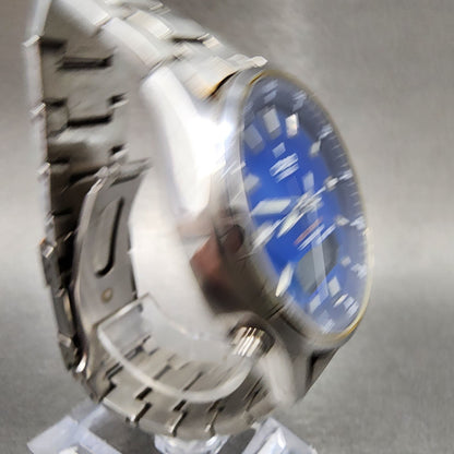 Casio Lineage Watch Men 40mm Blue Dial Silver Tone Analog Digital Solar Runs3