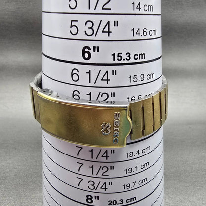 Seiko SQ Watch Men 34mm Gold Dial Gold Tone Daydate Round 8223-8009 New Battery9