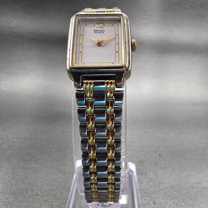 Seiko Watch Women 17mm White Dial Silver Tone Rectangle V401-5129 New Battery5