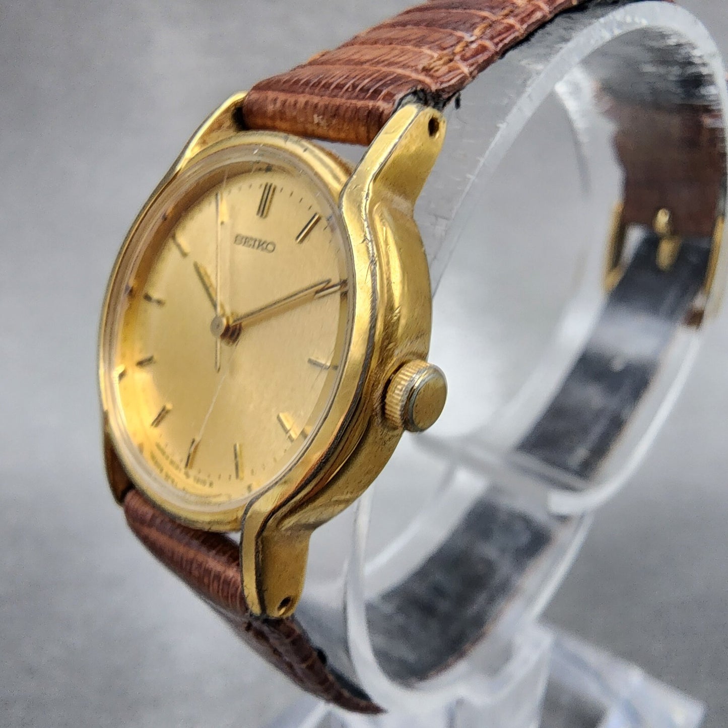 VTG Seiko Watch Women 23mm Gold Dial Gold Tone Round 2C210340 New Battery2