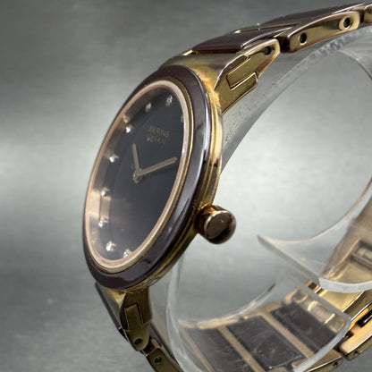 Bering Ceramic Watch Women 29mm MOP dial Rose Gold Tone Round 10729-765 New Batt2