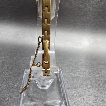 Seiko Watch Women 13mm Gold Dial Gold Tone Rectangle 1320-5989 New Battery7