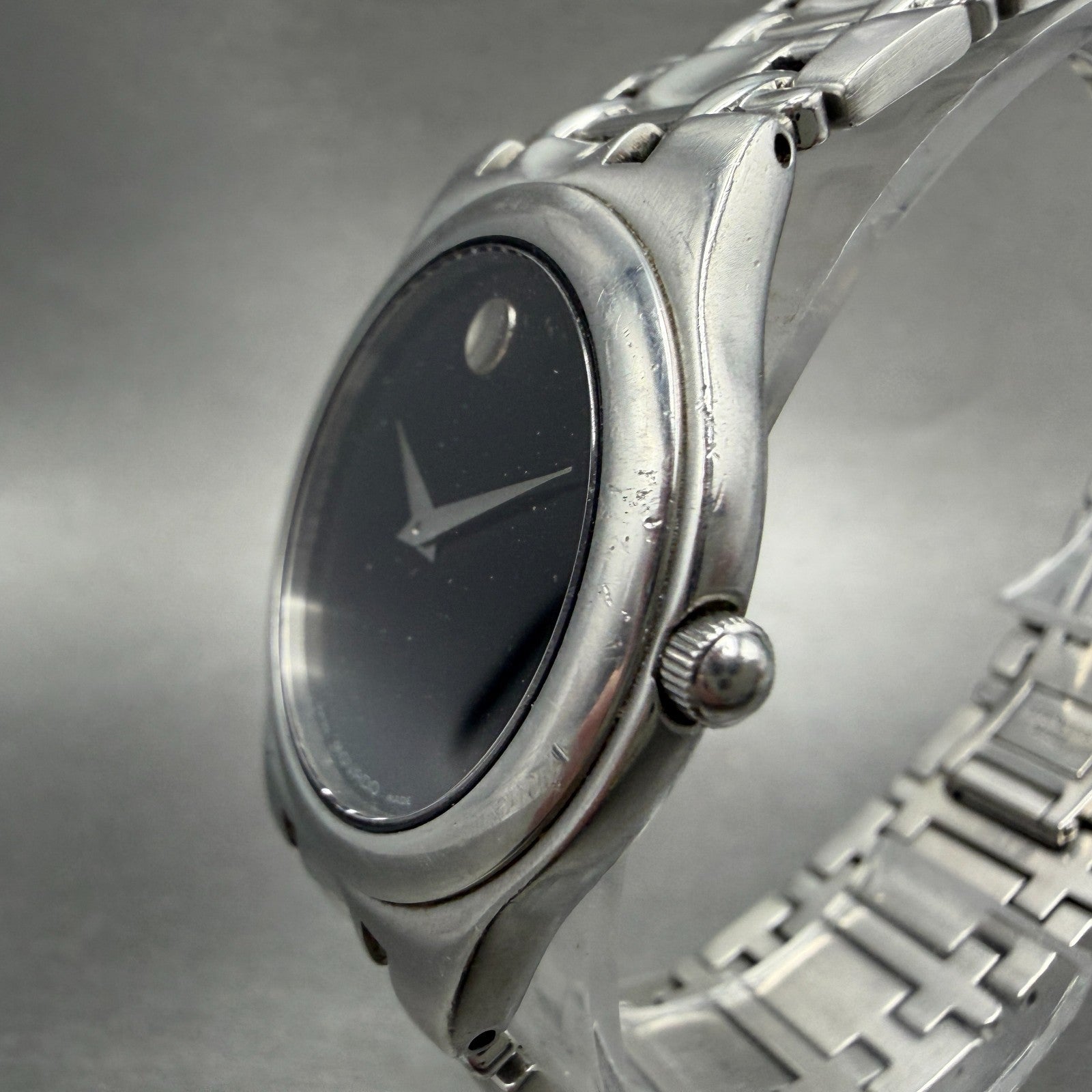 Movado Museum Watch Men 33mm Black Dial Silver Tone Round 84.e4.9872 New Battery2