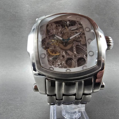 Invicta Lupha Watch Men 48mm Skeleton Dial Silver Tone Manual Wind 1252 Runs5