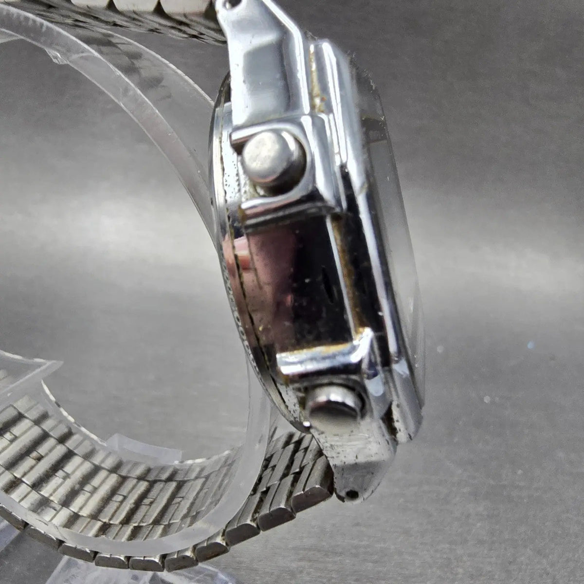 Seiko Alba Digital Watch Men 36mm LCD Silver Alarm Chrono Octagon W136-4A20 PART4