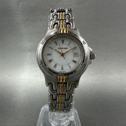 Daniel Mink Watch Women 28mm White Dial Two Tone Date Round 2651 New Battery5