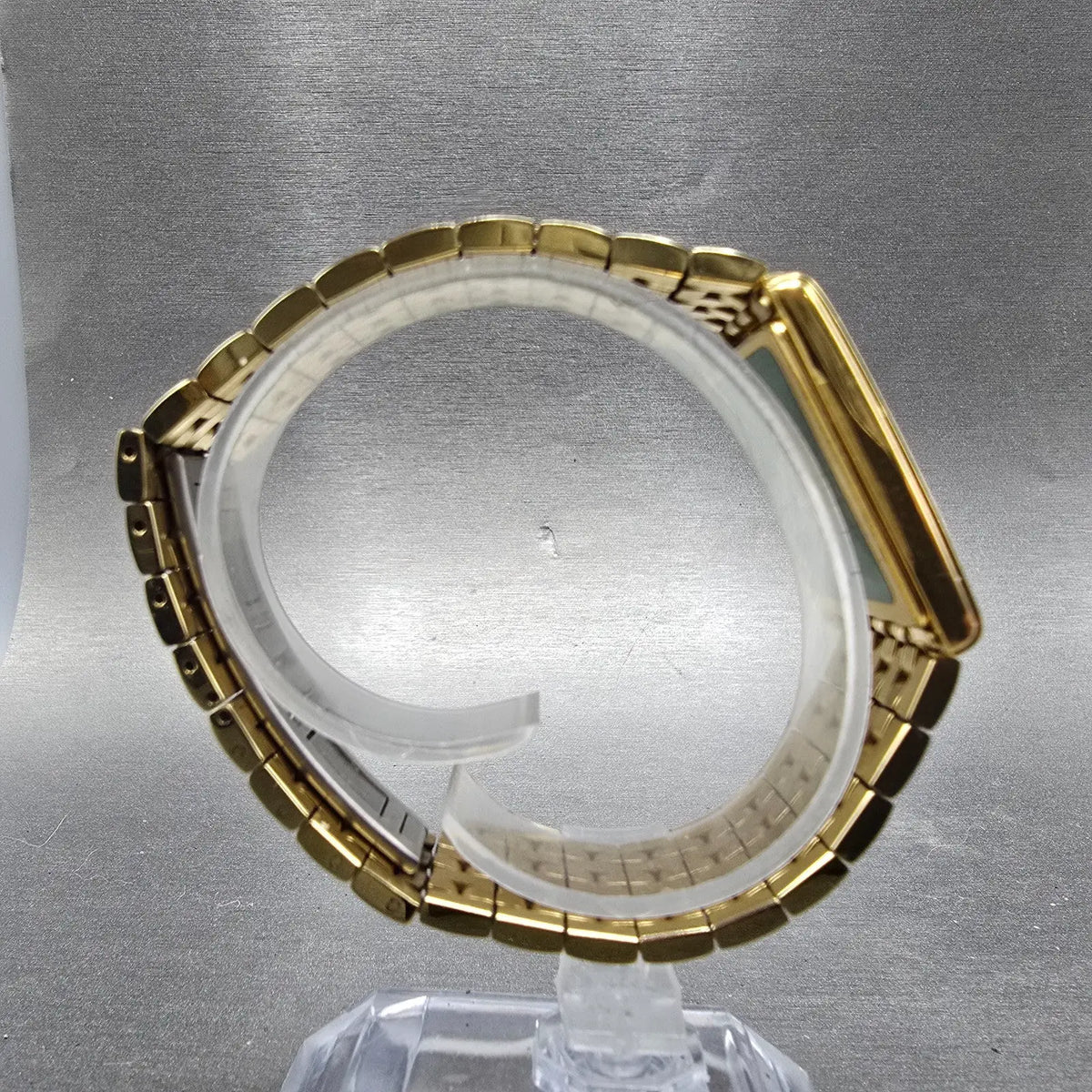 Seiko Lassale Tank Watch Men 25mm Gray Dial Gold Tone Rectangle 7N00-5219 PARTS9