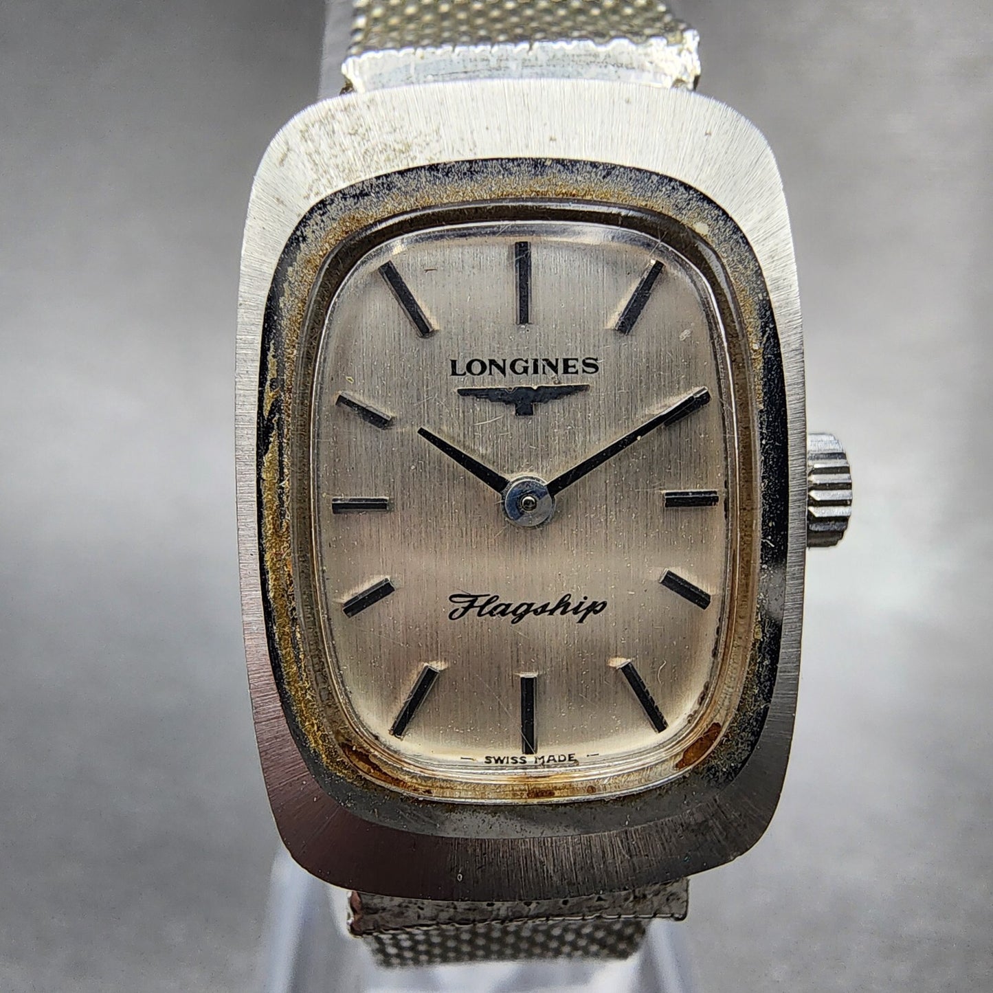 VTG Longines Flagship Watch Women 18mm Silver Dial Steel Rectangle Manual Wind1