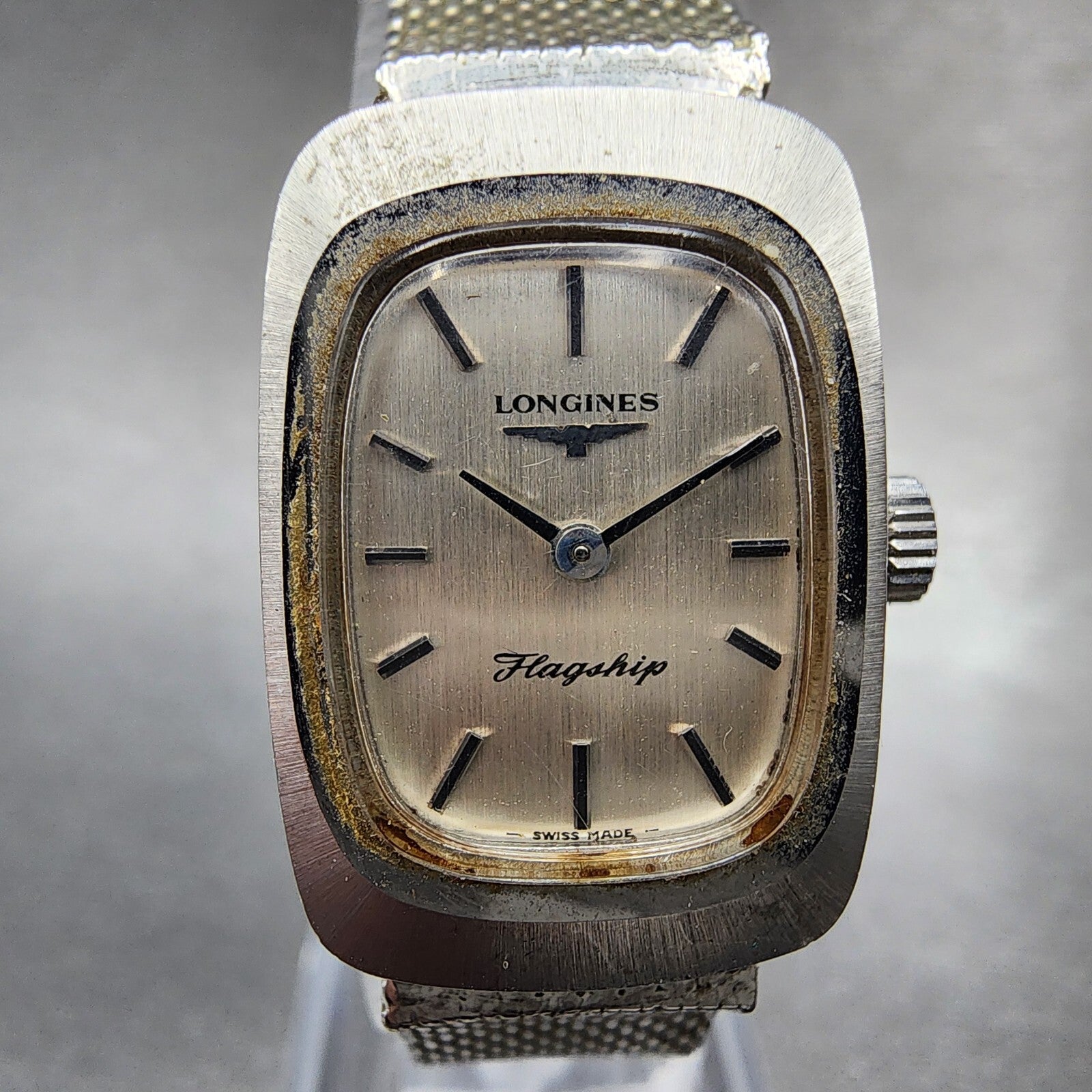 VTG Longines Flagship Watch Women 18mm Silver Dial Steel Rectangle Manual Wind1