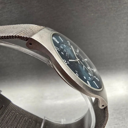 Skagen Watch Men 37mm Blue Dial Titanium Date Round 233XLTTN Mesh Band New Batt3