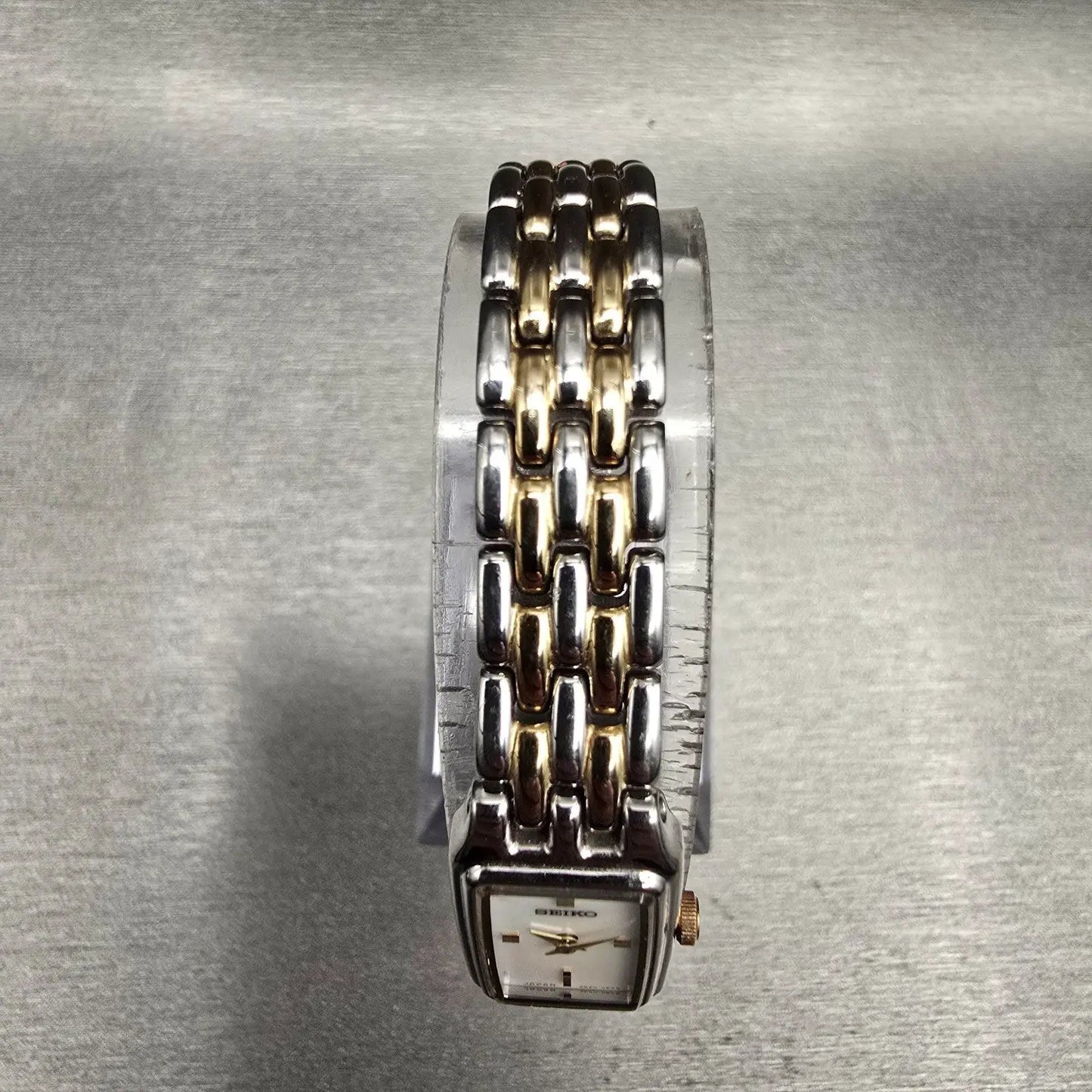 Seiko Tank Watch Women 13mm MOP Dial Silver Tone Rectangle 2E20-0AS0 New Batt4
