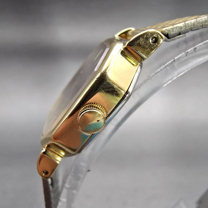 Seiko Watch Women 20mm Black Dial Gold Tone Hexagon 2C21-5170 New Battery VTG2